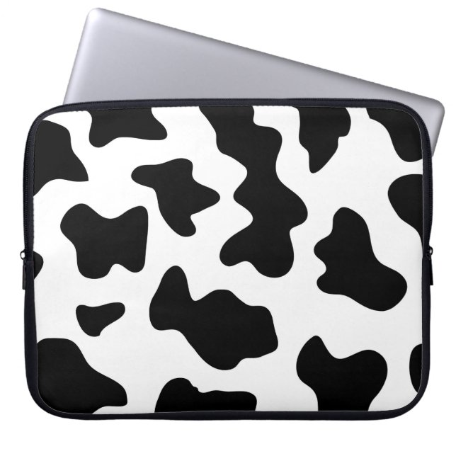 schattige cowboy, koe zwart-wit boerderij laptop sleeve (Voorkant)