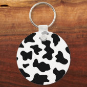 schattige cowboy, koe zwart-wit boerderij sleutelhanger (Voorkant)