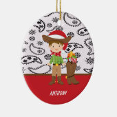 Schattige cowboy naast Cowboy Boot Ornament (Rechts)