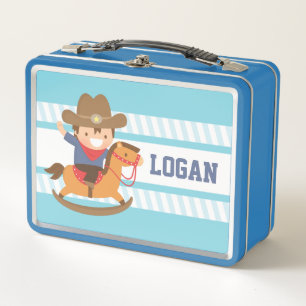 Schattige Cowboy op Schommelpaard Jongens Lunchbox