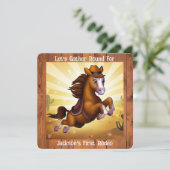 Schattige Cowboy Paard Eerste Rodeo Verjaardag Kaart (Staand voorkant)