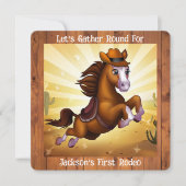 Schattige Cowboy Paard Eerste Rodeo Verjaardag Kaart (Voorkant)
