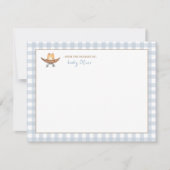 Schattige Cowboy Pet Blue Gingham gepersonaliseerd Bedankkaart (Voorkant)