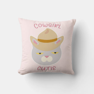 Schattige Cowboy Pet Cowgirl Fun Cat Slogan Kussen