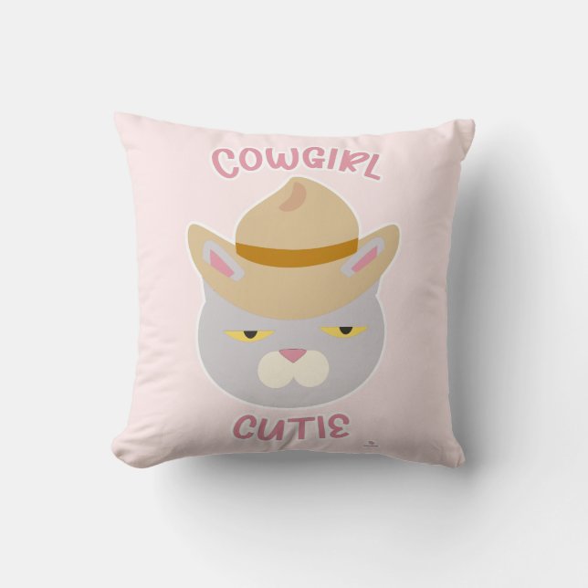 Schattige Cowboy Pet Cowgirl Fun Cat Slogan Kussen (Voorkant)