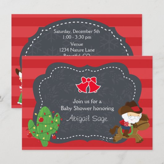 Schattige Cowboy Santa en Paard Christmas Baby sho Kaart (Voorkant / Achterkant)