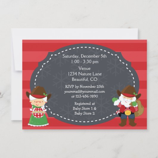 Schattige Cowboy Santa en Paard Christmas Baby sho Kaart (Achterkant)