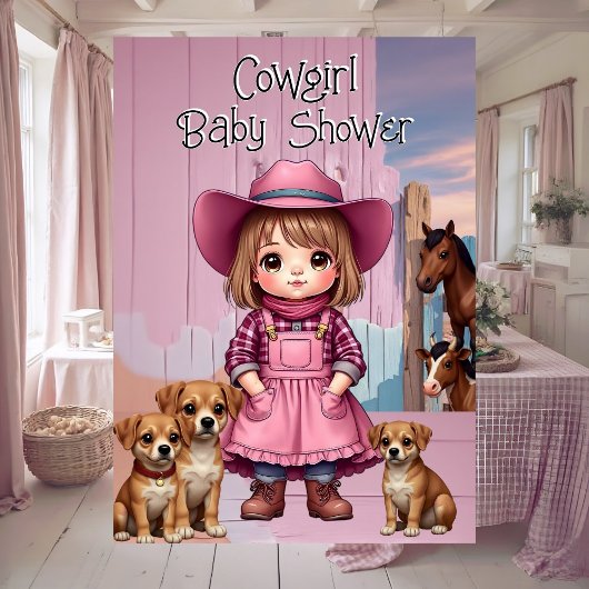 Schattige Cowgirl Baby shower Roze Blauwe Dieren Kaart