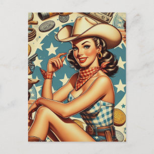 Schattige cowgirl briefkaart