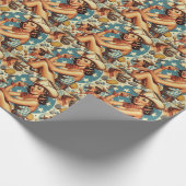 Schattige  cowgirl cadeaupapier (Hoek)