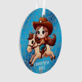 Schattige Cowgirl en Paard Western Kerstmis Ornament (voorkant)