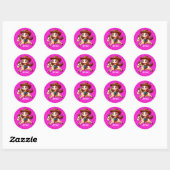 Schattige Cowgirl en Paard Western Roze Ronde Sticker (Vel)