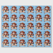 Schattige Cowgirl en Paard Western Verjaardag Cadeaupapier (Vlak)