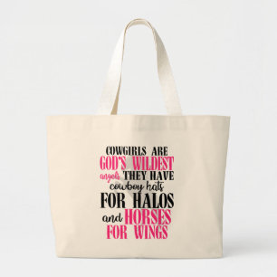 Schattige Cowgirl God Engelen Paardrijden Western Grote Tote Bag