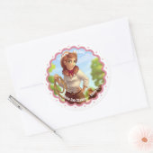 Schattige Cowgirl  Ronde Sticker (Envelop)