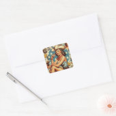 Schattige  cowgirl vierkante sticker (Envelop)