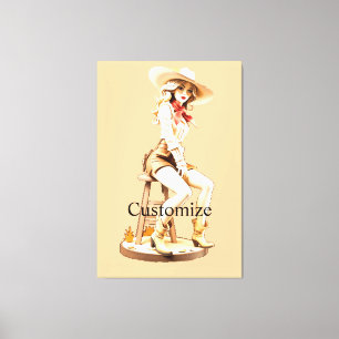 Schattige Cowgirl Zit Thunder_Cove Canvas Afdruk