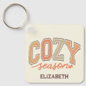 Schattige "Cozy Season" gepersonaliseerd Sleutelhanger (Voorkant)