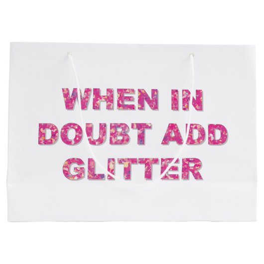 Schattige crafting citaat roze glitter large cadeautasje (Achterkant)