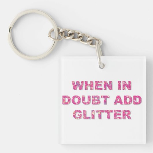 Schattige crafting citaat roze glitter sleutelhanger (voorkant)