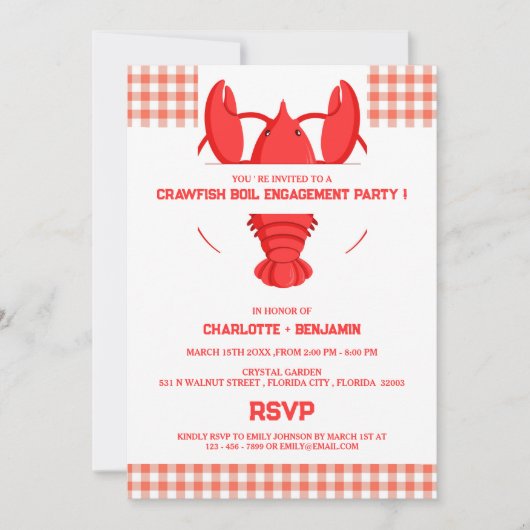 Schattige Crawfish Boil verlovingsfeest Kaart (Voorkant)