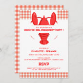 Schattige Crawfish Boil verlovingsfeest Kaart (Voorkant / Achterkant)