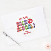 Schattige Crayon Letters Terug naar School Ronde Sticker (Envelop)