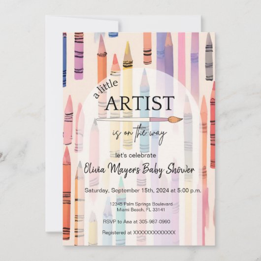 Schattige Crayon Pastel Kleine Artist Baby shower Kaart (Voorkant)