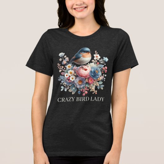 Schattige Crazy Bird Lady Tekst toevoegen Tri-Blend Shirt (Voorkant)