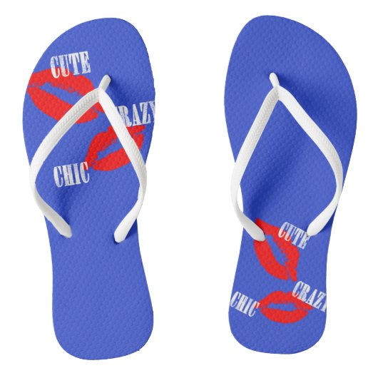 Schattige Crazy Chic Rode Lippen Kus Flip Flops (Voetbed)