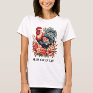 Schattige Crazy Chicken Lady Tekst toevoegen T-shirt