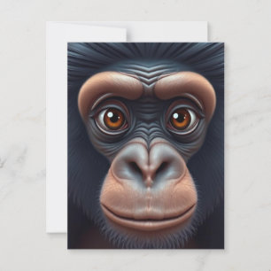 Schattige Crazy Funny Chimpansee Anime Portret Briefkaart