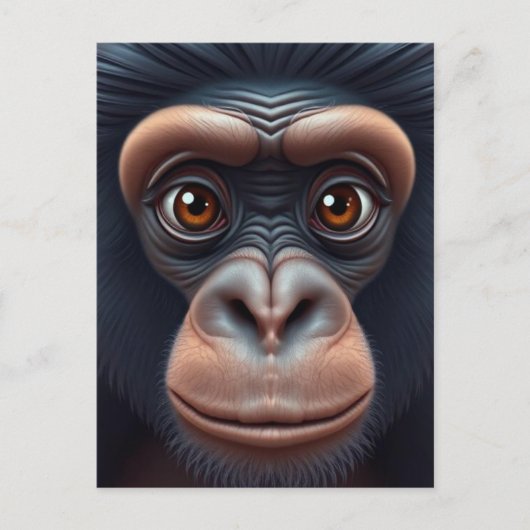 Schattige Crazy Funny Chimpansee Anime Portret Briefkaart (Voorkant)