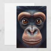 Schattige Crazy Funny Chimpansee Anime Portret Feestdagenkaart (Voorkant / Achterkant)