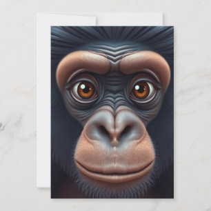 Schattige Crazy Funny Chimpansee Anime Portret Feestdagenkaart