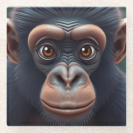 Schattige Crazy Funny Chimpansee Anime Portret Glazen Onderzetter
