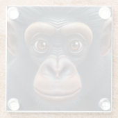 Schattige Crazy Funny Chimpansee Anime Portret Glazen Onderzetter (Achterkant)