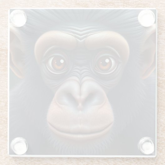 Schattige Crazy Funny Chimpansee Anime Portret Glazen Onderzetter (Achterkant)