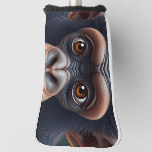 Schattige Crazy Funny Chimpansee Anime Portret Golfheadcover (Draai 90)