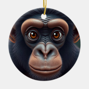 Schattige Crazy Funny Chimpansee Anime Portret Keramisch Ornament