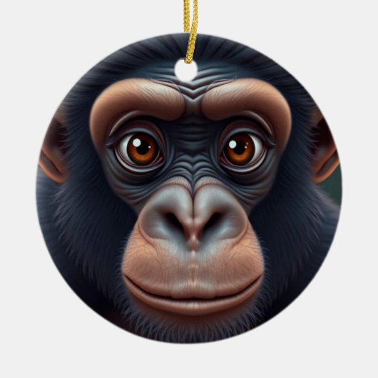 Schattige Crazy Funny Chimpansee Anime Portret Keramisch Ornament (Voorkant)