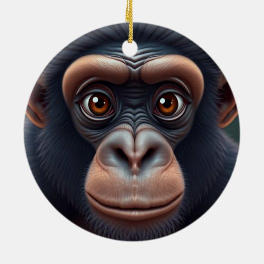 Schattige Crazy Funny Chimpansee Anime Portret Keramisch Ornament (Achterkant)