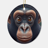 Schattige Crazy Funny Chimpansee Anime Portret Keramisch Ornament (Links)