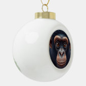 Schattige Crazy Funny Chimpansee Anime Portret Keramische Bal Ornament (Links)