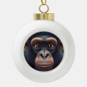 Schattige Crazy Funny Chimpansee Anime Portret Keramische Bal Ornament (Voorkant)