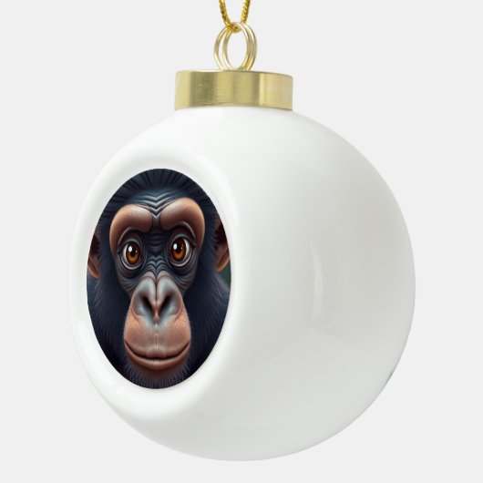 Schattige Crazy Funny Chimpansee Anime Portret Keramische Bal Ornament (Rechts)