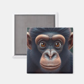 Schattige Crazy Funny Chimpansee Anime Portret Magneet (Voorkant / Achterkant)