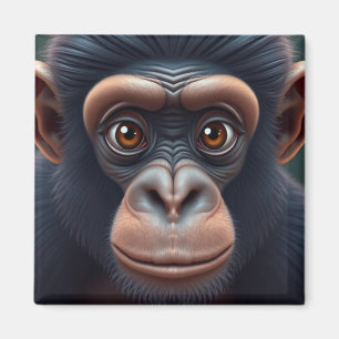 Schattige Crazy Funny Chimpansee Anime Portret Magneet