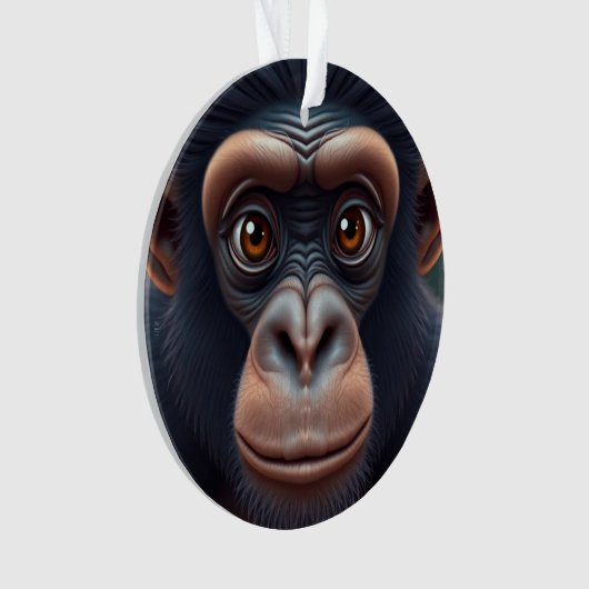 Schattige Crazy Funny Chimpansee Anime Portret Ornament (voorkant)