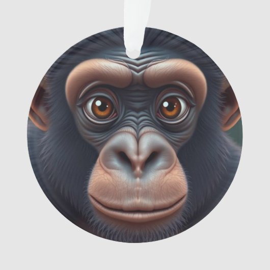 Schattige Crazy Funny Chimpansee Anime Portret Ornament (voorkant)